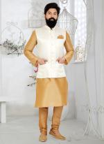 Banarasi Dhupion White Wedding Wear Banarasi Work Modi Jacket Kurta Pajama